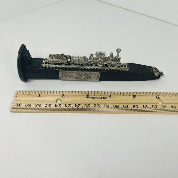 Mini Locomotive Engine Coal Train Track Iron Spike Paperweight Log Railroad Deco - Picture 8 of 10